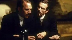 still from wyatt earp: Dennis Quaid and Kevin Costner